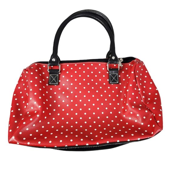 Disney Parks Minnie Mouse Red Polka Dot Handbag With Black Handles - Picture 3 of 9